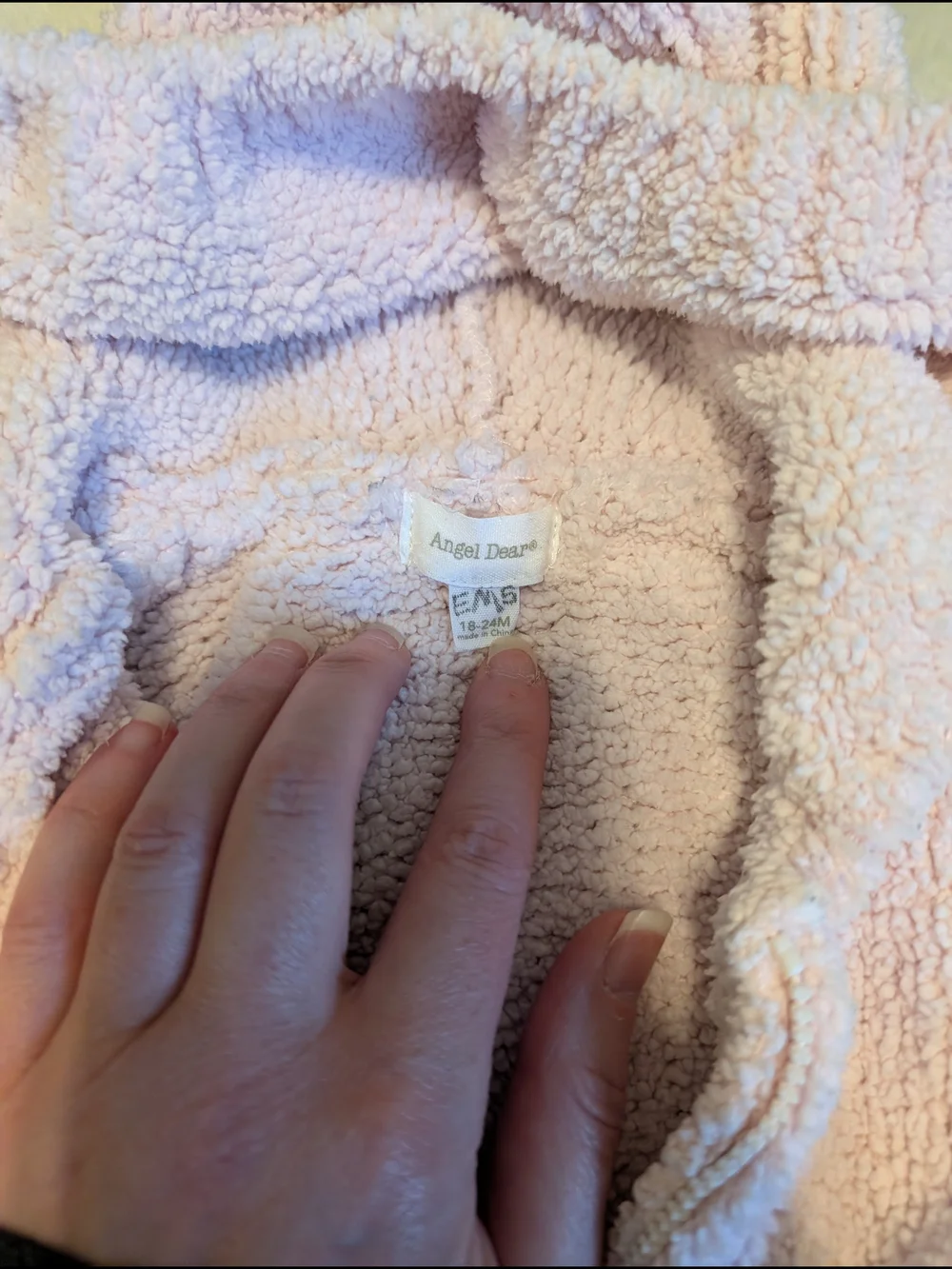 Angel Dear Plush Hooded Jacket - Pale Pink Flawed
